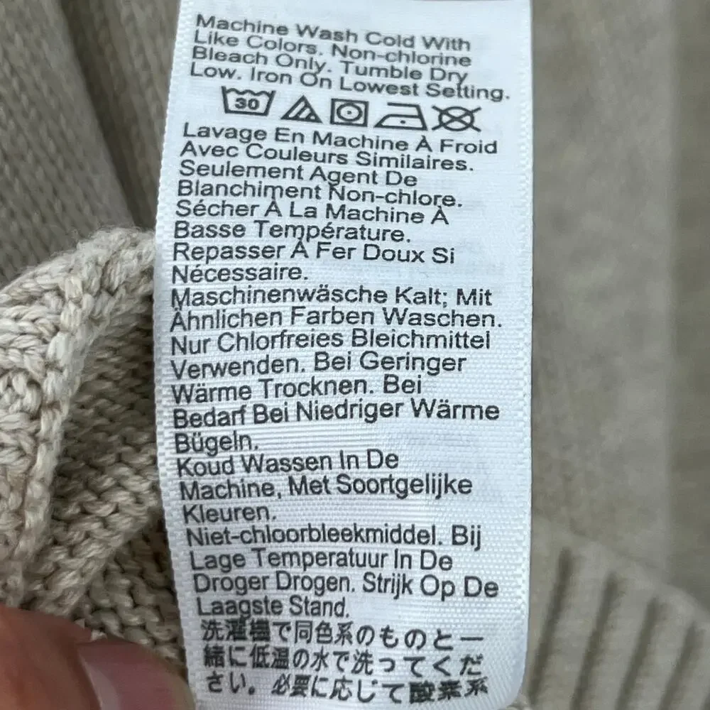 J. Crew Men's Heritage Cotton Quarter-Zip Sweater Knit Heather Sand Size M NWT